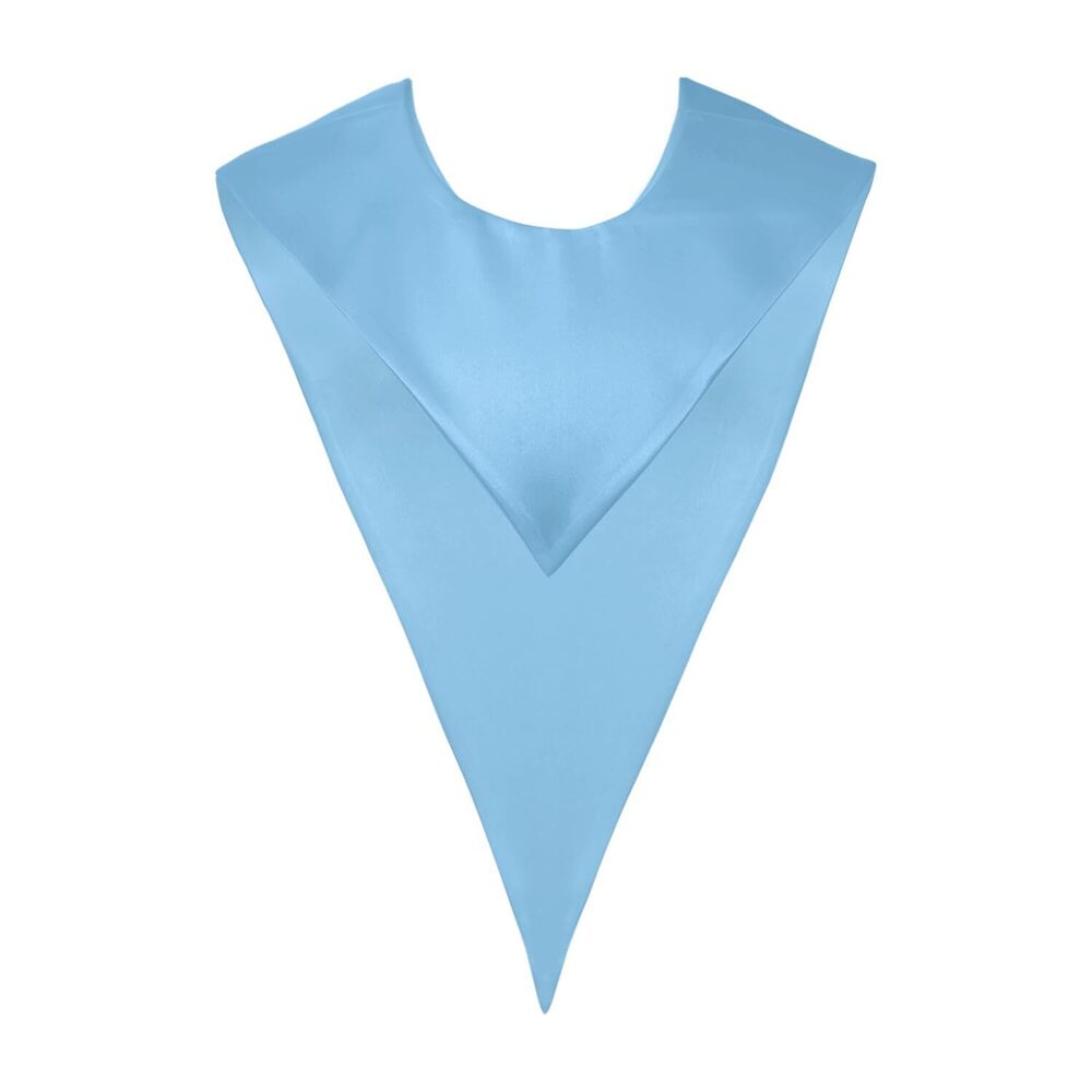 1673 Premium Choir V Stole - Solid Color - Satin - Unisex Light Blue